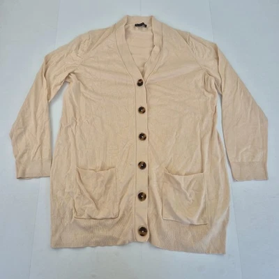 Cárdigan FASE OCHO 16 beige para mujer longitud media botón delantero Foto 1 de 4