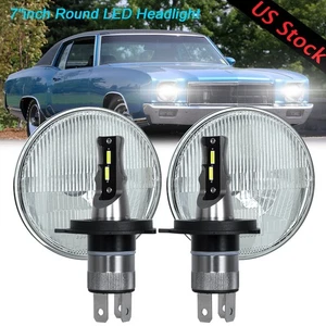 For Chevy Monte Carlo 1970-1975 7" Round Projector LED Headlights Hi/Lo Beam - Picture 1 of 16