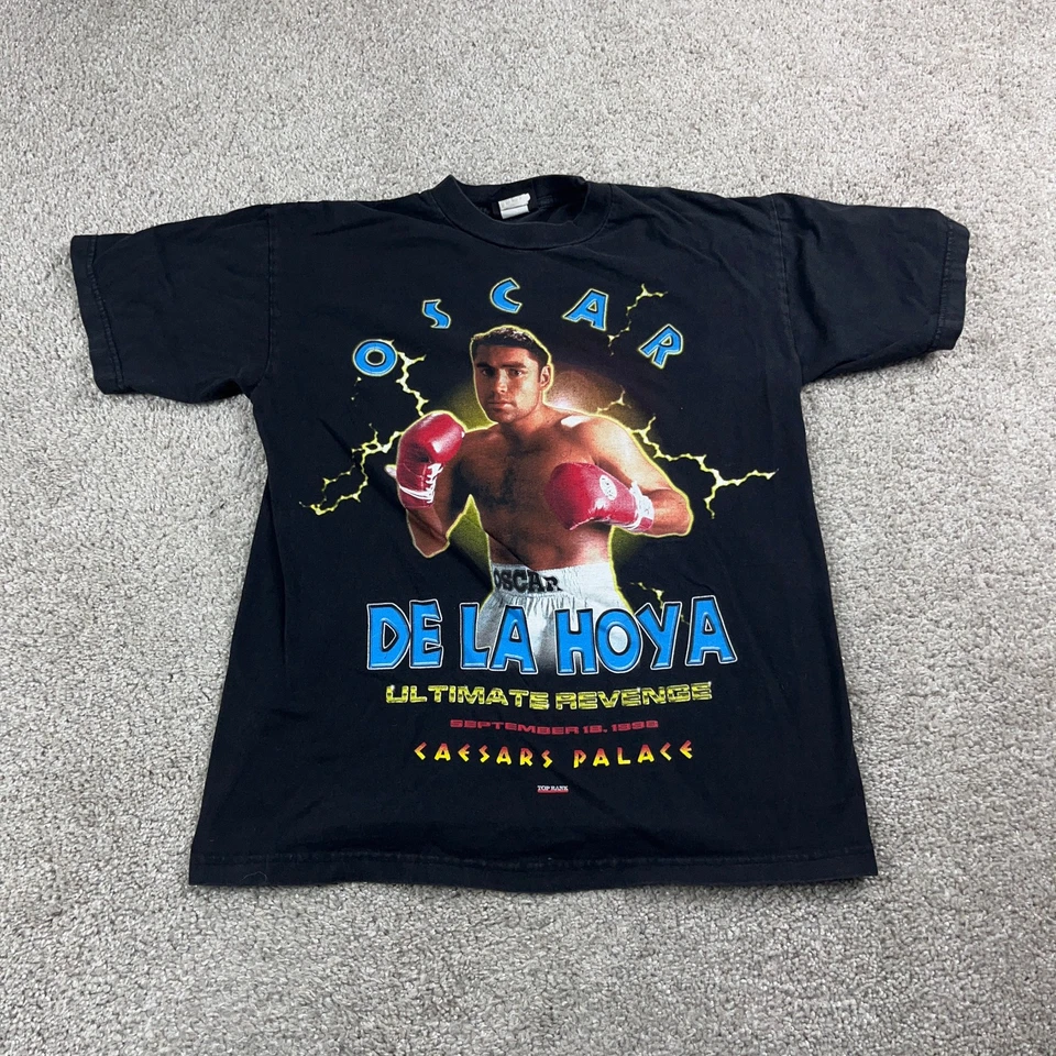 VINTAGE Oscar De La Hoya Shirt Mens Medium Black Blue Boxing 90s Y2k Fighting - Image 1 of 4