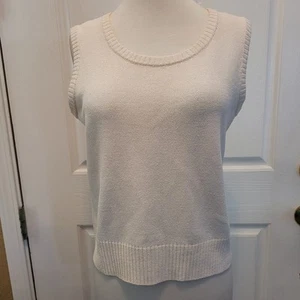 St John Strick Top Wollmischung Creme Weiß Ärmellos Designer Couture Medium - Bild 1 von 7