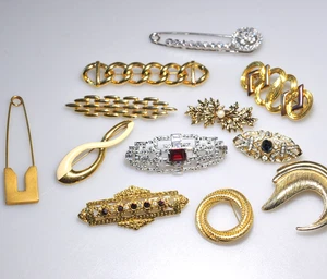 Vtg to now Brooch LOT bar collar 4 signed Monet Trifari JNY HL1 - Picture 1 of 13