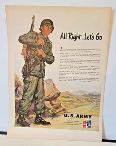 U.S. Army recruiting ad 1951 All Right ... Let's Go Combat Soldier 11x14 ad - Picture 1 of 1