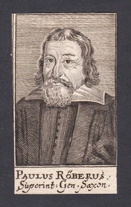 17. C.Paul Röber / Theologian Theologe Saxony Portrait Copperplate Engraving - Picture 1 of 1