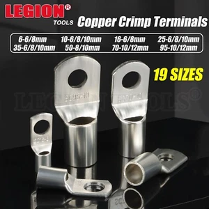 Battery Copper Crimp Terminals Cable Lug Eyelet Wire Ring Connector 6MM² - 95MM² - Picture 1 of 6