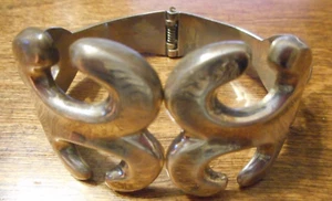 Vintage Sterlingsilber Mexiko Grob Scharnier Manschette Armband 52gr 8" - Bild 1 von 10