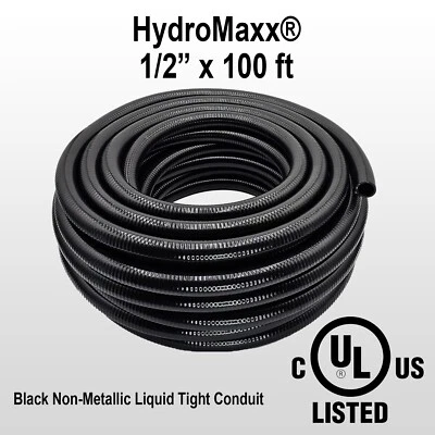 HYDROMAXX 1/2" x 100' Black Flexible Liquid Tight, Non-Metallic Conduit - UL Listed