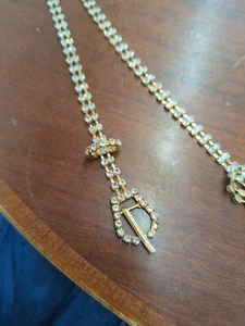 Brillant Doppelstrang Strass und goldfarben Gürtel 40" - Bild 1 von 6