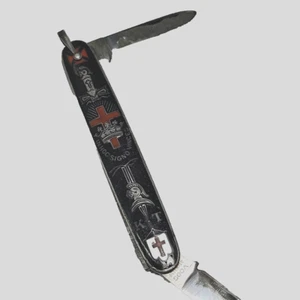 Vtg Masonic Knights Templar Enameled 2 Blade Pocket Knife VOOS Stainless Rare - Picture 1 of 14