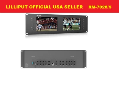 Lilliput Dual 7" RM-7028S 3G-SDI HDMI 3RU Rack Monitor for Live Broadcast +TALLY - Image 1 of 4