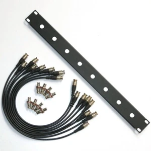 Kit de montaje en rack de 19" panel frontal de 1U 8 puertos de orificios con 8 cables BNC de 20" y 8 adaptadores - Imagen 1 de 7