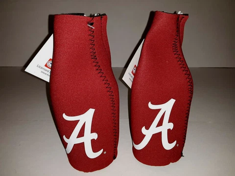 Alabama Crimson Tide Zip - Up Bottle Koozie ( set of two ) Cover