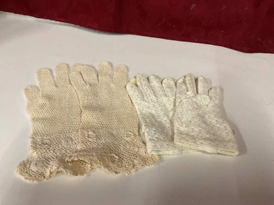 2 pares de guantes vintage niños 1 crochet 1 encaje Foto 1 de 1