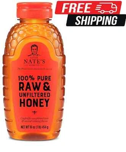Nate's 100% Pure, Raw & Unfiltered Honey, Award-Winning Taste 16Oz. - Picture 1 of 5