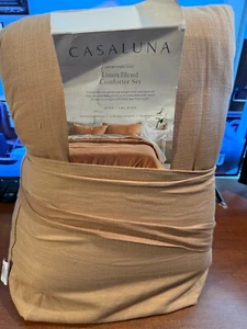 Casaluna Heavyweight LinenBlend Comforter Set: Comforter/2 Shams, Brown Cal King - Picture 1 of 2
