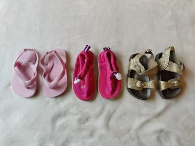 Lote de sandália de verão infantil bebê menina banho água tamanho 5: rosa, dourado, glitter - Imagem 1 de 4