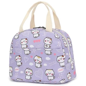 Cat Insulated Lunch Bag for Women Girls Reusable Lunch Box for School Work Pi... - Picture 1 of 1