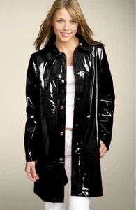 Women Rain Slicker PVC Vinyl Rain Long Coat Raincoat Waterproof Gothic Patent - Picture 1 of 2