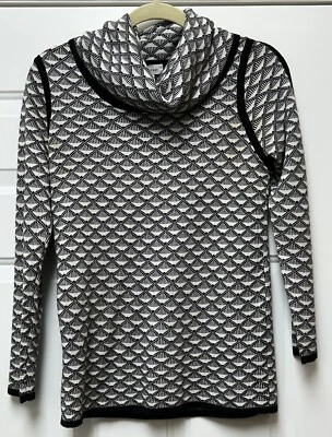 Suéter Pullover Mujer Calvin Klein Negro Geométrico Mangas Largas Capucha Cuello XS Foto 1 de 3