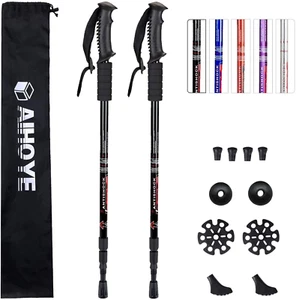 Collapsible Trekking Poles - 2 Pack, Lightweight, Anti-Shock Walking Sticks - Ad - Picture 1 of 12