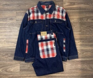 Vtg Y2K SEAN JOHN 2 Pieces Grunge Denim Jacket 2XL Jeans 38 Southpole Jnco Style - Picture 1 of 12