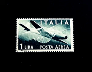 ITALY Stamp - 1945 Handshake Airplane Air Mail CTO OG LH r79 - Picture 1 of 2