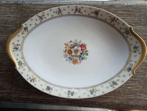 Antique Limoges France 16” Oval Serving Platter Gold Handles Raynaud & Co. - Picture 1 of 10