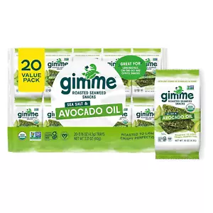 Seaweed Organic Roasted Snacks, Sea Salt & Avocado Oil, 20Ct, Keto Vegan Gluten- - Picture 1 of 12