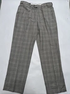 Generation Tux Modern Super 130’s Merino Wool Suit Pants Lt. Gray Plaid Size 36R - Picture 1 of 17