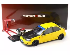Motorhelix Honda Civic Type R EK9 Spoon Sunlight Yellow with Engine 1/18. M85016 - Bild 1 von 10