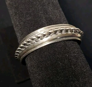Egyptian Bedouin Tribal Style Silver Heavy Metal Bracelet Cuff 6.5" Stamped 925 - Picture 1 of 11