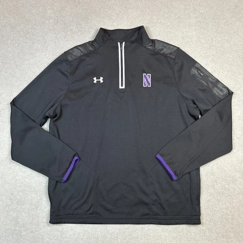Northwestern Wildcats Sweater Mens 2XL XXL Black Under Armour 1/4 Zip Sweatshirt Cover