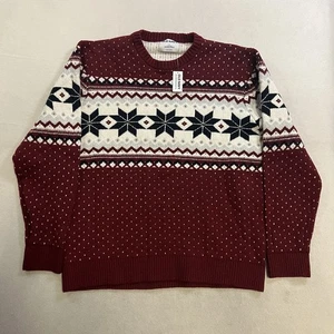 Old Navy Weihnachtspullover Herren Large rot weiß gepunktet Streifen Pullover Neu mit Etikett - Bild 1 von 7