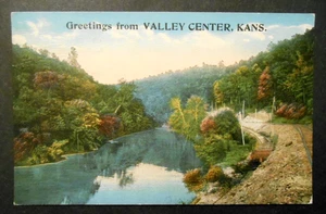 1916 Grüße aus Valley Center Kansas Postkarte schöne Landschaft - Bild 1 von 2