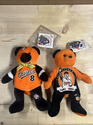 Raro MLB Baltimore Orioles Cal ripken Jr.  Oso de peluche juguete 8" juego de 2 Foto 1 de 4