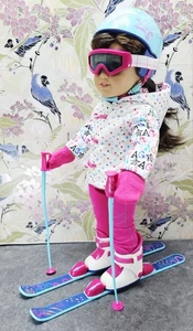 American Girl Doll Hit the Slopes Ski Outfit + Helmet, Skis, Poles - 2014 My AG  - Picture 1 of 8