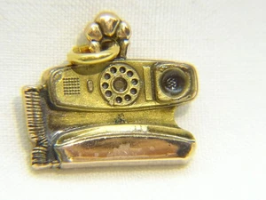 Rare Vintage 10 K Yellow Gold Princess Dial Corded Telephone Charm or Pendant - Picture 1 of 11