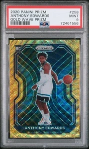 2020 PANINI PRIZM GOLD WAVE PRIZM #258 ANTHONY EDWARDS ROOKIE RC PSA 9 MINT!!! - Picture 1 of 3
