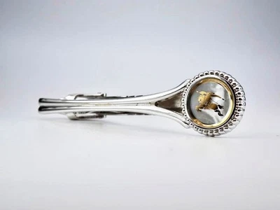Burberry Mother-of-Pearl Shell White Butterfly Circle Horse Logo Tie Pin Tie bar - Image 1 of 4