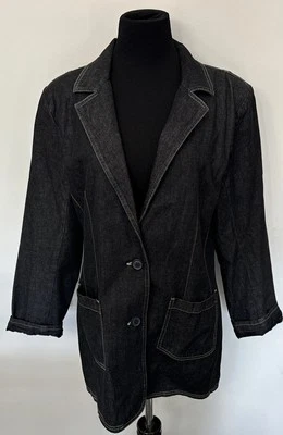 Blazer chaqueta vaquera vintage Denim & Co para mujer botón mediano talla grande Foto 1 de 4