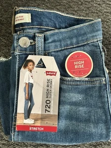 Girls Levi's 720 High Rise Distressed. NEW Super Skinny Stretch Jeans Size 7 Reg - Picture 1 of 12