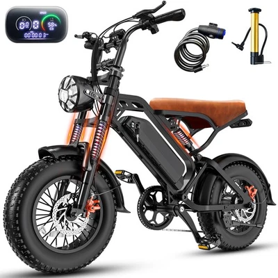 Bicicleta Eléctrica 1200W 48V/10AH 20" Fat Tire Ebike E-Bicycle para Adultos Freno de Disco. Foto 1 de 4