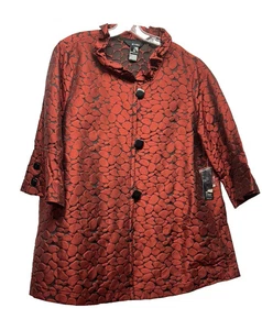 Ali Miles Giacca Top Donna 1X Rosso Bottoni Manica 3/4 Poliestere NUOVO (C1) - Foto 1 di 6