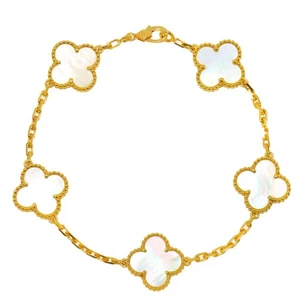 Van Cleef Arpels Vintage Alhambra Mother of Pearl Bracelet 18K YG 750 90300909 - Picture 1 of 9