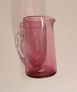 Antique Late 1800's Victorian Era Hand Blown Cranberry Glass Pitcher - Picture 1 of 7