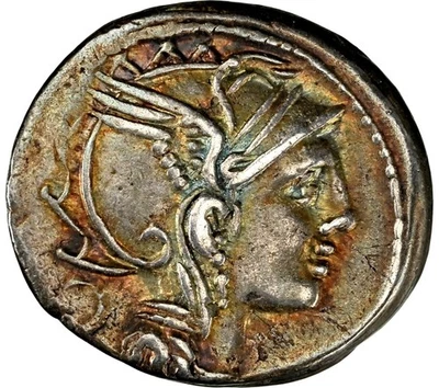 REPÚBLICA Mancius Pulcher Urbinius NGC XF Roma Nike Antigua Moneda Romana de Plata 437 Foto 1 de 4