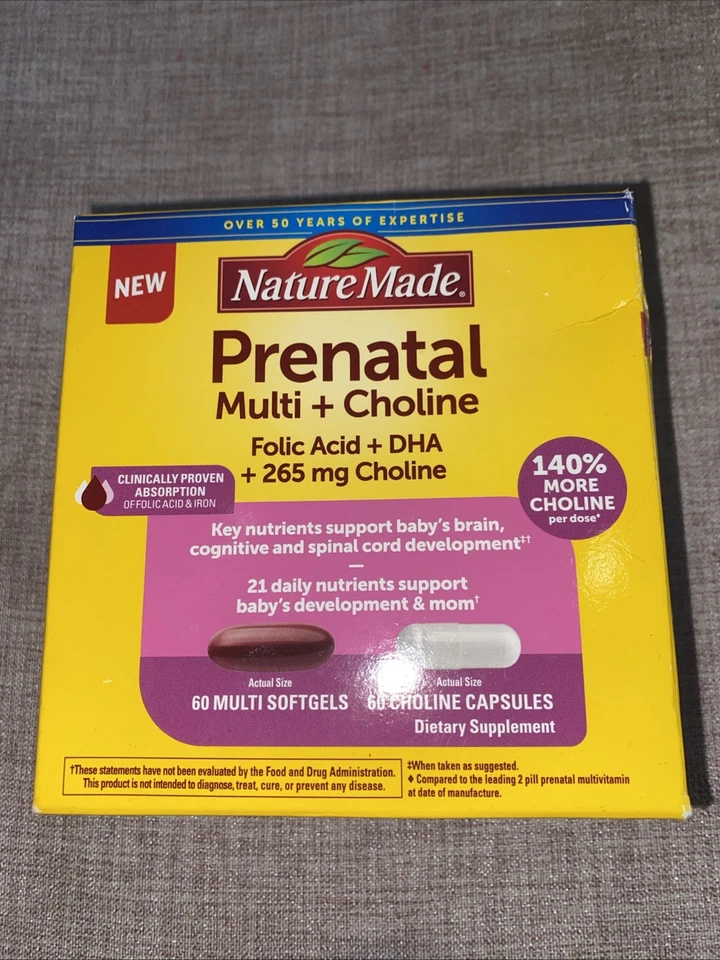 Multi prenatal Nature Made + ácido fólico colina + DHA 120 unidades Foto 1 de 1
