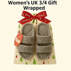Ladies Fleece Slippers Grey Memory Foam Sliders UK 3/4 EU 36/37 Gift Wrapped π - Picture 1 of 10