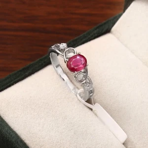 Blood Red Oval Shape Ruby Ring 925 Sterling Silver Jewelry Wedding Ring Women - Picture 1 of 8