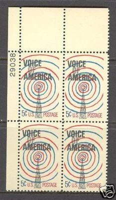 US USA Sc# 1329 MNH FVF Pl# Block Voice of America Radio Tower - Image 1 of 1