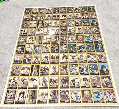 UNCUT SHEET 1991 NFL HOF JIM BROWN JOHNNY UNITAS EARL CAMPBELL RAY NITSCHKE RARE - Image 1 of 4